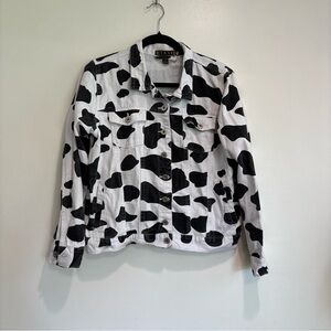 TAXI Denim Cow Print Jean Jacket medium western wear Halloween chick fil a